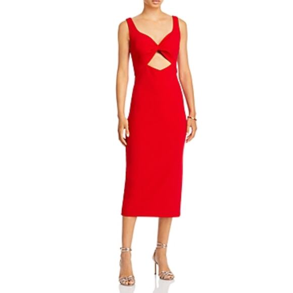Aqua Dresses & Skirts - AQUA Cut Out Colorful Sleeveless Midi Sheath Cocktail Dress Red Size 10